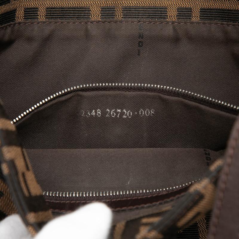 フェンディ ズッカ マンマバケット ハンドバッグ ショルダーバッグ ブラウン キャンバス レザー レディース FENDI 【中古】