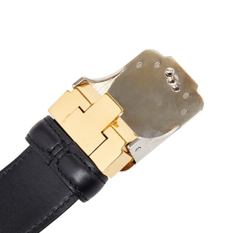 ✨極美品✨カルティエ ベルト マスト サントス ゴールド シルバー金具 男女兼用 Cartier（カルティエ） マストライン サントス ベルト ブラック レザー
