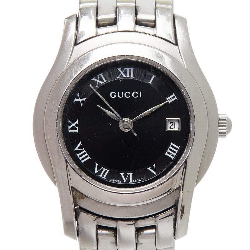 グッチ 腕時計 5500L クオーツ ブラック文字盤 ステンレススチール レディース GUCCI 【1-0263554】 GUCCI（グッチ） 腕時計 5500L クオーツ ブラック文字盤 ステンレス