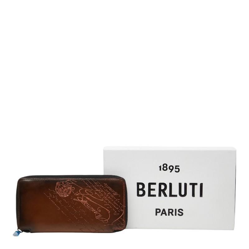 ベルルッティ イタウバ カリグラフィ レザー ブラウン 長財布 美品 80409 ベルルッティ イタウバ カリグラフィ ラウンドファスナー 長財布