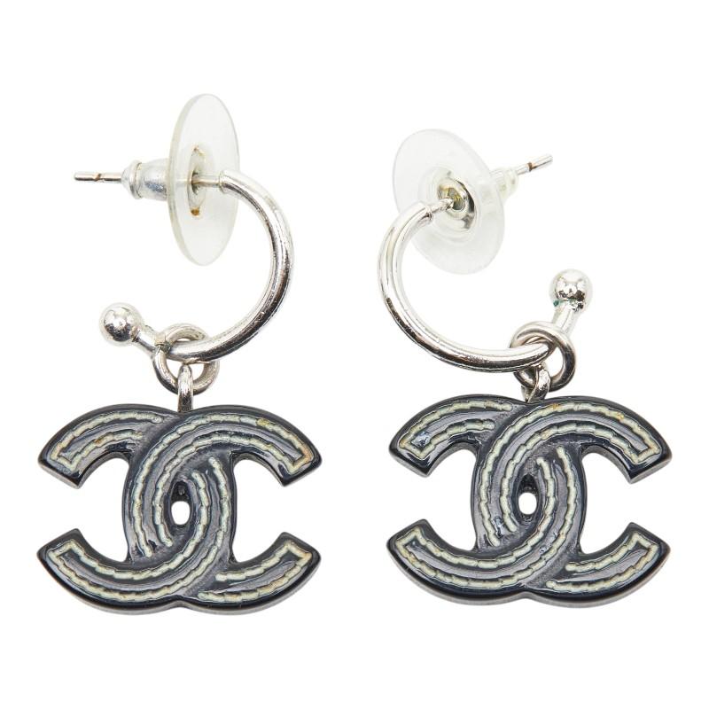 CHANEL（シャネル） ココマーク ピアス シルバー ブラック メタル