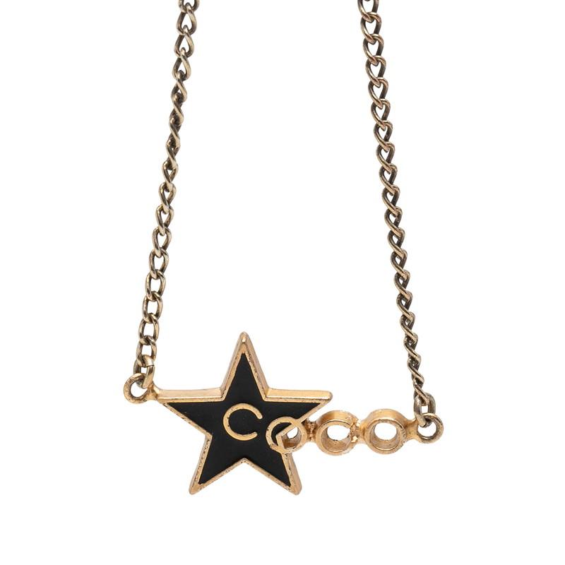 CHANEL ロゴモチーフ ネックレス ゴールド/ブラック/ホワイト24K CHANEL（シャネル） COCO スター 星 モチーフ ネックレス ゴールド