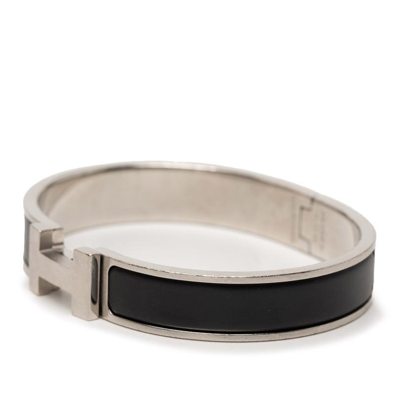 エルメス クリックH PM バングル ブレスレット シルバー ブラック メタル レディース HERMES 【中古】_1