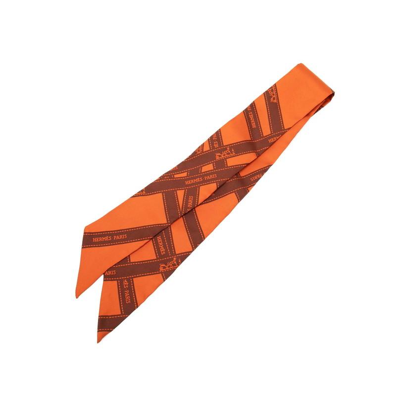 HERMES（エルメス） ツイリー ボルデュック柄 スカーフ オレンジ