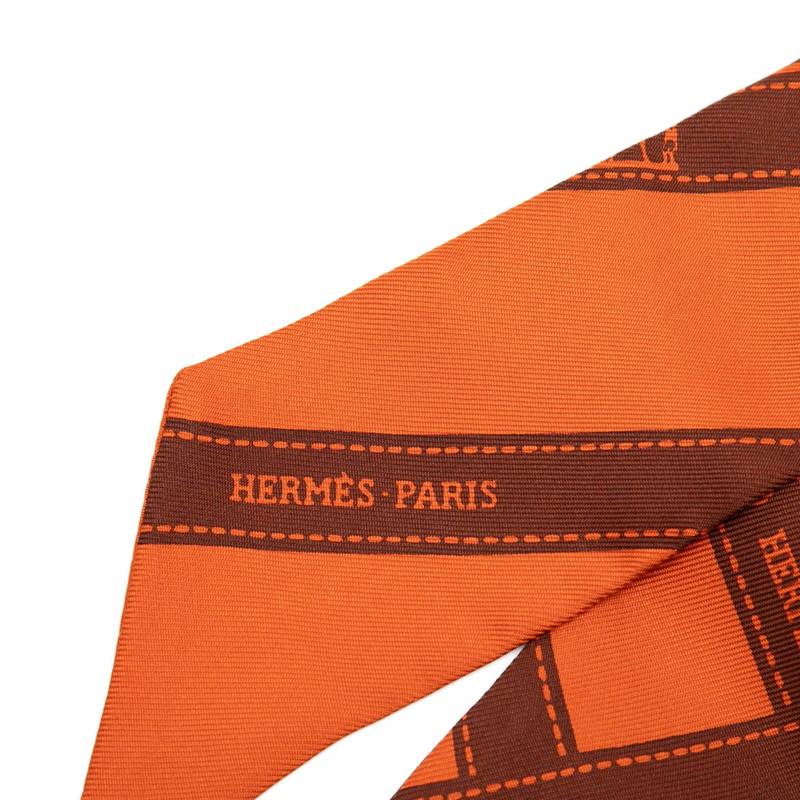 HERMES（エルメス） ツイリー ボルデュック柄 スカーフ オレンジ