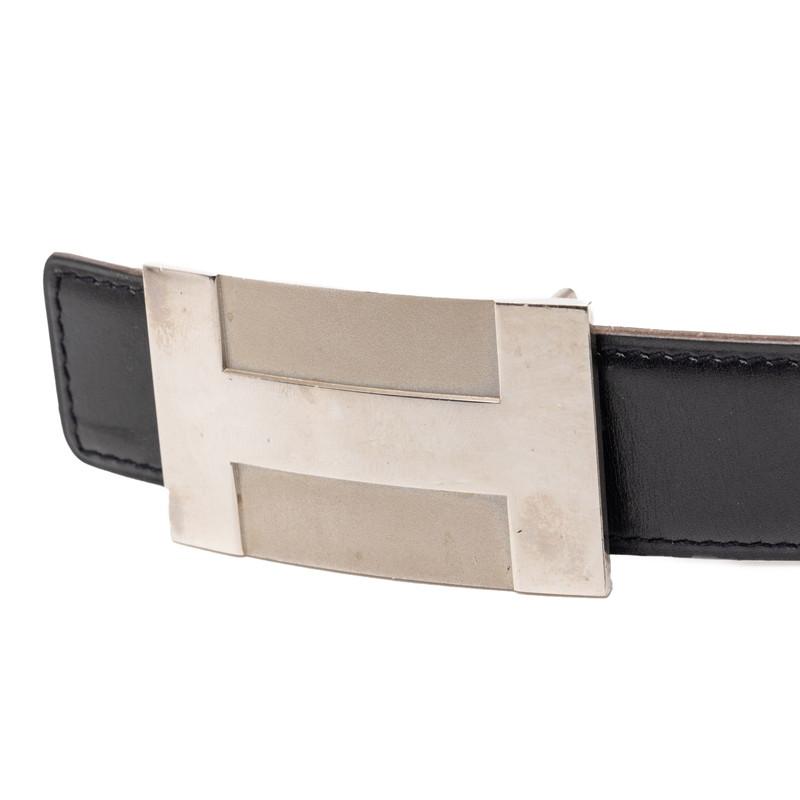 エルメス Hプレート ベルト サイズ:85 ブラック レザー レディース HERMES 【中古】_3