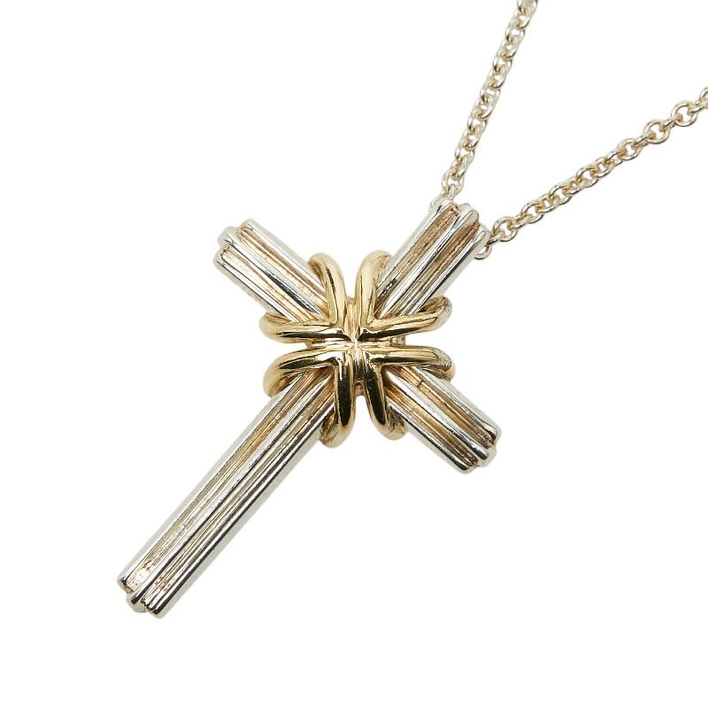 【美品・廃盤モデル】シグネチャークロスネックレス SV925 × ゴールド TIFFANY&Co.（ティファニー） シグネチャークロス ネックレス シルバー