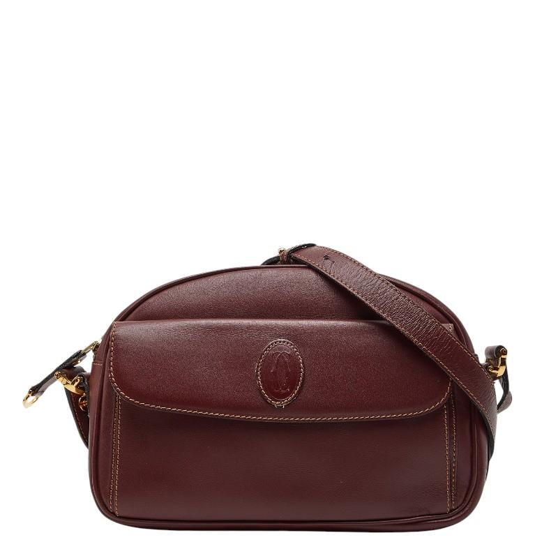 カルティエ マストライン ショルダーバッグ レザー レディース CARTIER 【1-0264476】 Cartier（カルティエ） マストライン ショルダーバッグ ワインレッド