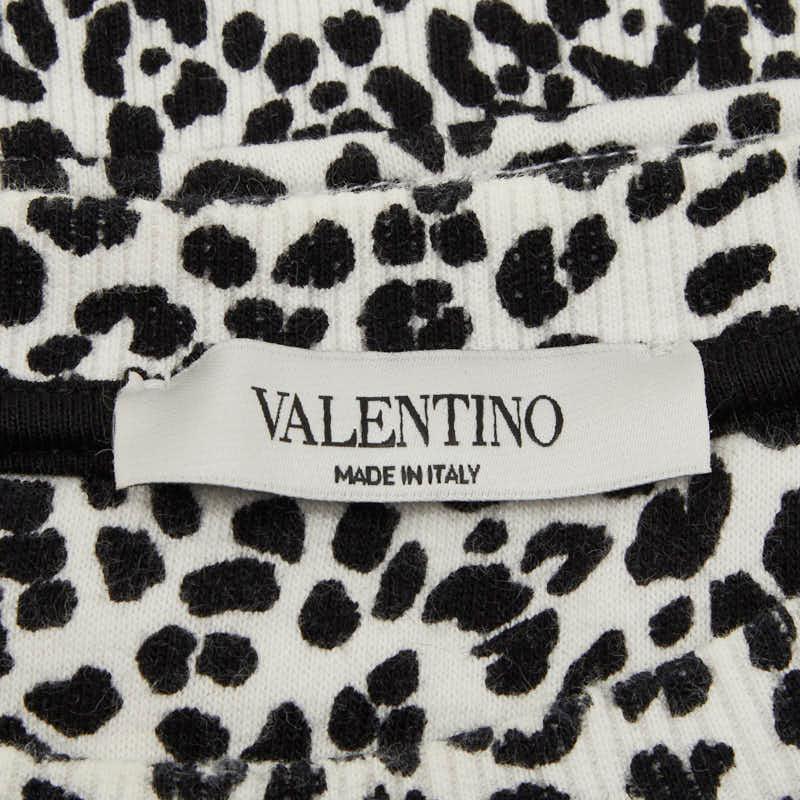 ヴァレンティノ ロゴプリント レオパード スウェット トレーナー サイズ L ブラック ホワイト コットン ポリウレタン VALENTINO 【中古】