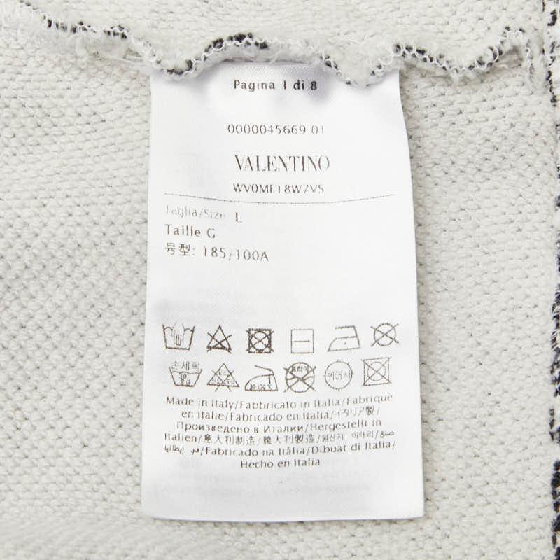 ヴァレンティノ ロゴプリント レオパード スウェット トレーナー サイズ L ブラック ホワイト コットン ポリウレタン VALENTINO 【中古】