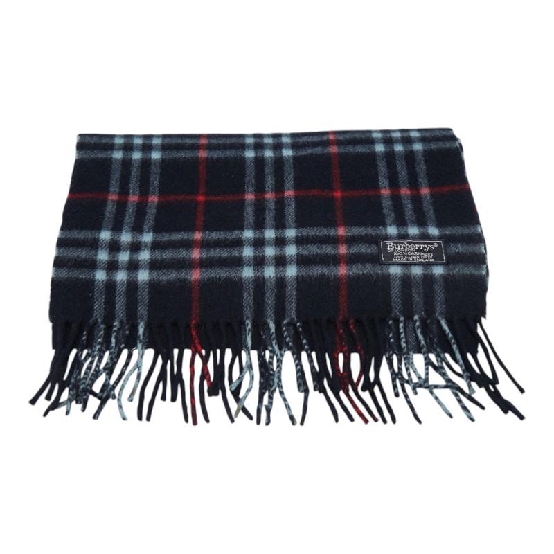 美品☆バーバリー☆マフラー☆チェック柄☆ネイビー☆ノバチェック☆カシミヤ BURBERRY（バーバリー） ノバチェック マフラー ネイビー マルチカラー