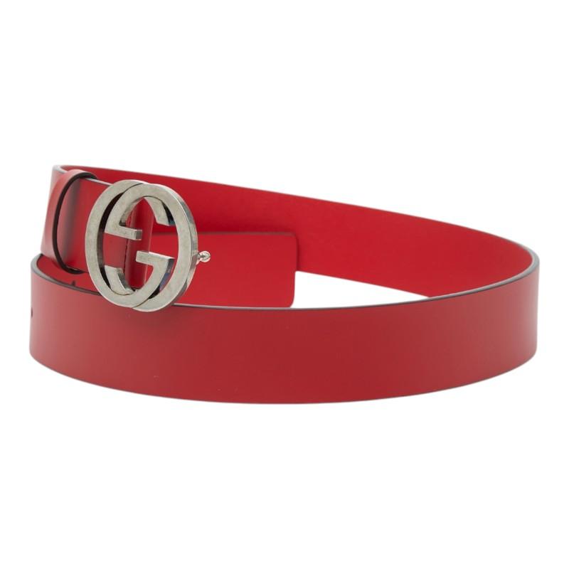 美品 グッチ インターロッキングG Gロゴ ベルト 無地 546389 レザー メンズ GUCCI 【1-0264536】 GUCCI（グッチ） インターロッキングG Gロゴ ベルト 無地 546389
