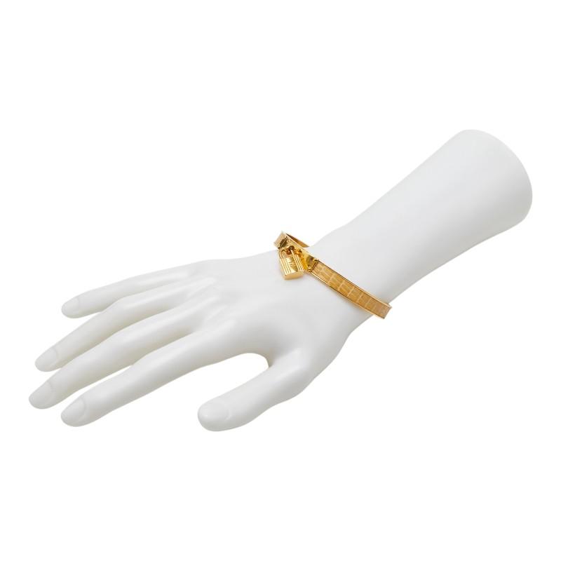 HERMES ゴールド クロコダイルバングル HERMES（エルメス） ケリー カデナモチーフ バングル ゴールド メッキ