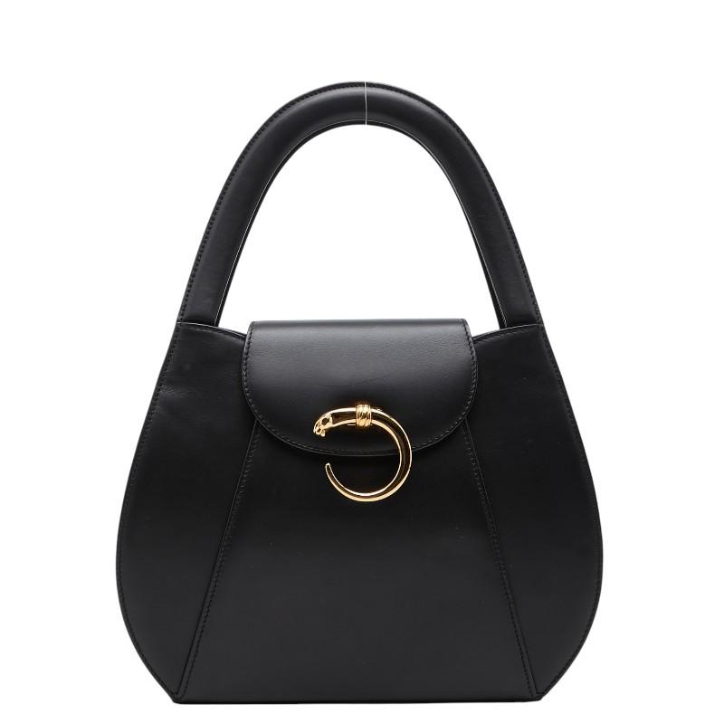 美品 Cartier カルティエ パンテール ハンドバッグ ブラック レザー Cartier（カルティエ） パンテール ハンドバッグ ブラック レザー