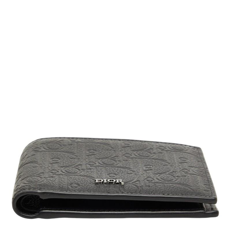 ディオール ロゴ 二つ折り財布 ブラック レザー メンズ Dior 【中古