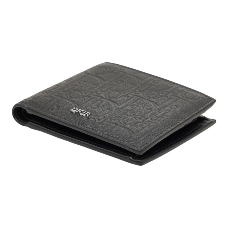Dior ブラック レザー 二つ折り財布 ディオール ロゴ 二つ折り財布 ブラック レザー メンズ Dior 【中古