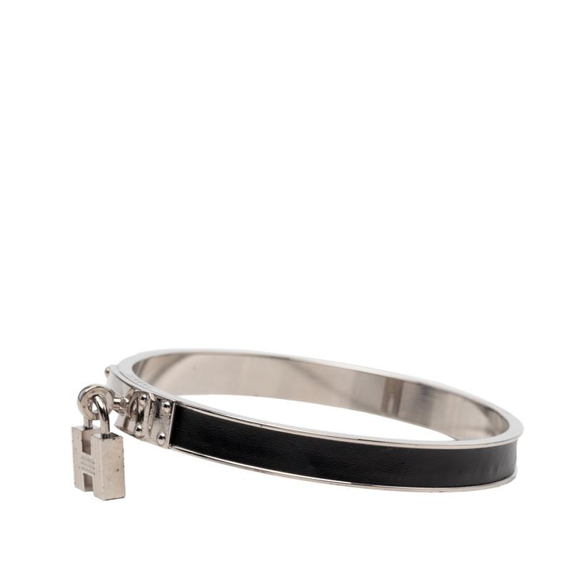 HERMES エルメス ケリー バングル シルバー ブラック レザー HERMES（エルメス） ケリーバングル バングル シルバー ブラック