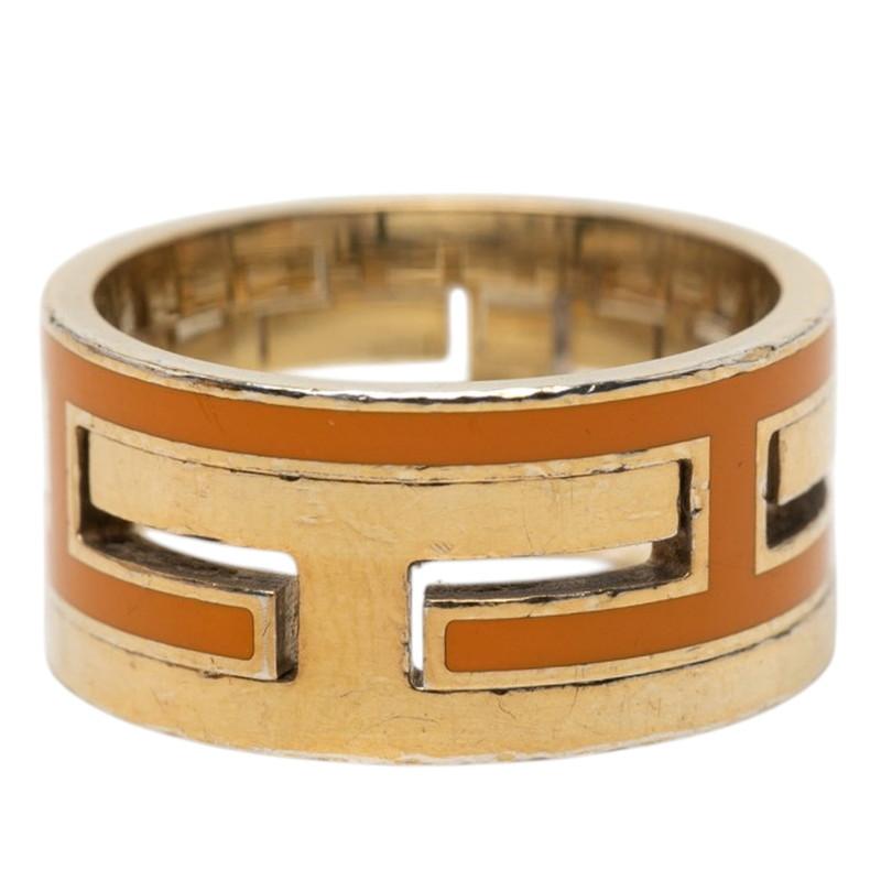 ◇エルメス◇新品仕上済 ムーヴ ムーブアッシュ リング オレンジ 11号 6.2 HERMES（エルメス） ムーブアッシュ リング 指輪 #53 ゴールド