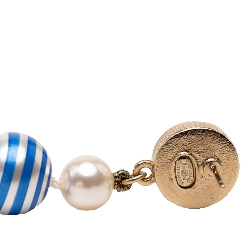 CHANEL（シャネル） ココマーク ボーダー ピアス ゴールド ブルー 