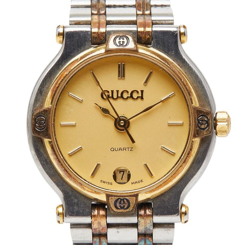 グッチ 腕時計 9000L クオーツ ゴールド文字盤 ステンレススチール レディース GUCCI 【1-0264692】 GUCCI（グッチ） 腕時計 9000L クオーツ ゴールド文字盤 ステンレス