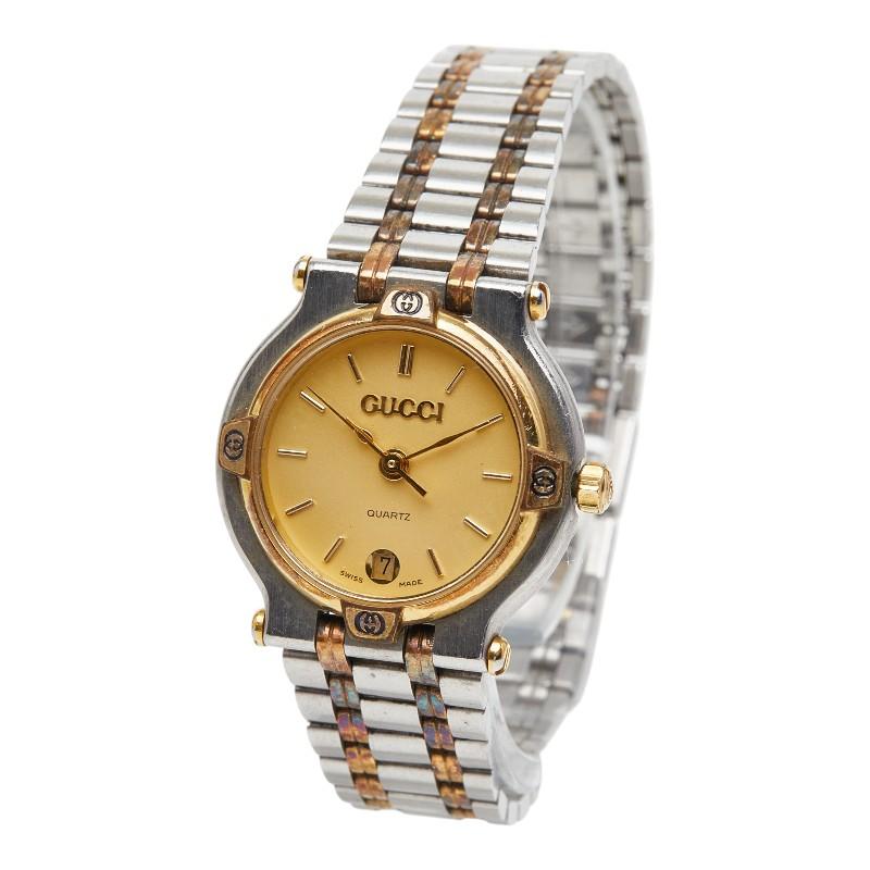 グッチ 腕時計 9000L クオーツ ゴールド文字盤 ステンレススチール レディース GUCCI 【1-0264692】 GUCCI（グッチ） 腕時計 9000L クオーツ ゴールド文字盤 ステンレス