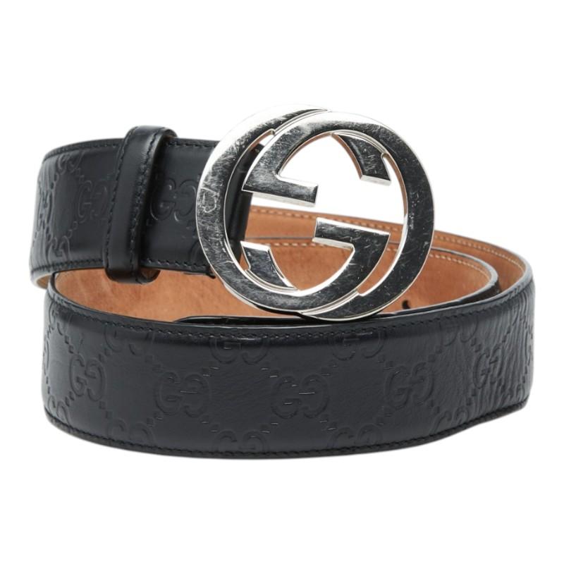 ✨美品✨グッチ ベルト シマ インターロッキングG シルバー金具 本革 男女兼用 GUCCI（グッチ） グッチシマ インターロッキングG ベルト サイズ:85/34