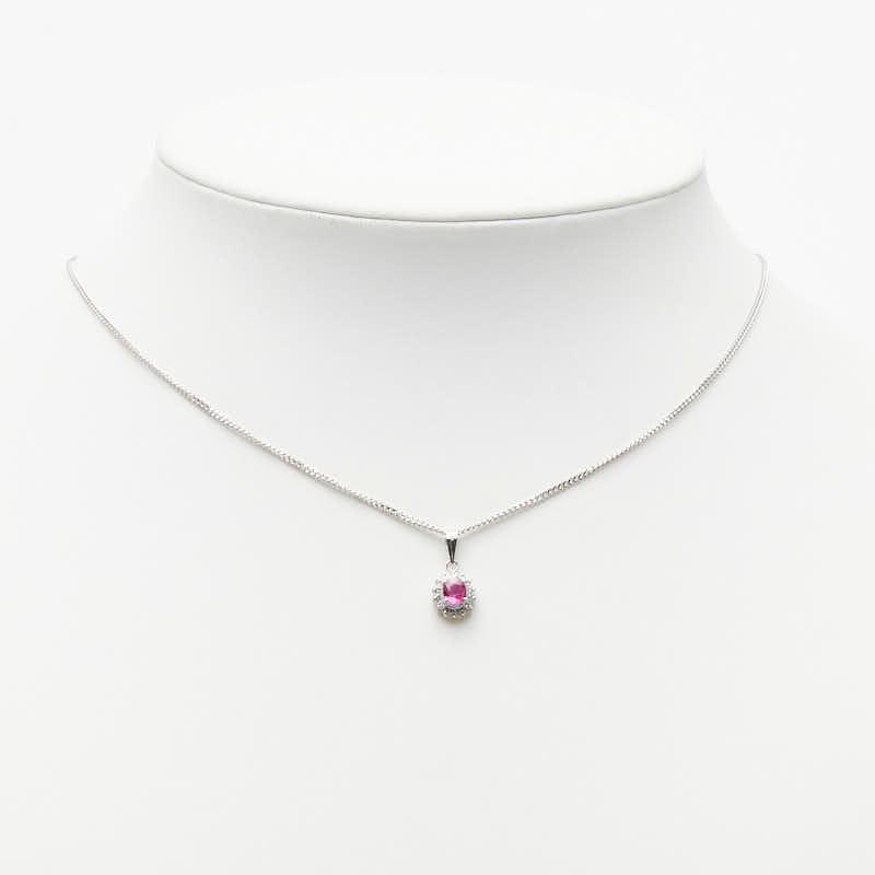 Pt900 プラチナ Pt850 ルビー0.46ct ダイヤ0.13ct フラワーモチーフ