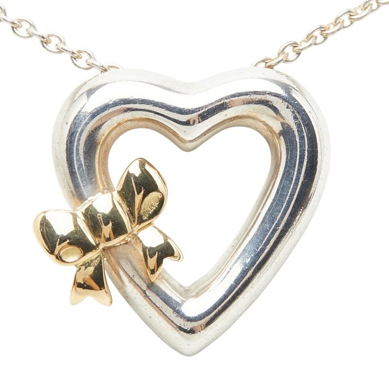 Tiffany&Co.ハートリボンネックレス美品✨ シルバー925×750 TIFFANY&Co.（ティファニー） ハート リボン ネックレス シルバー