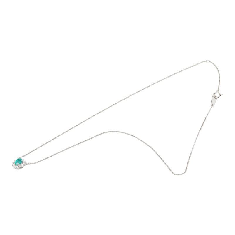 Pt850 プラチナ エメラルド0.56ct ダイヤ0.23ct フラワーモチーフ