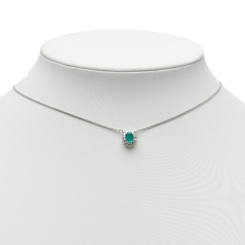 Pt850 プラチナ エメラルド0.56ct ダイヤ0.23ct フラワーモチーフ