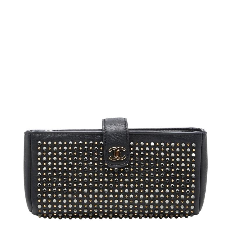 CHANEL（シャネル） ココマーク スタッズ ポーチ ブラック レザー