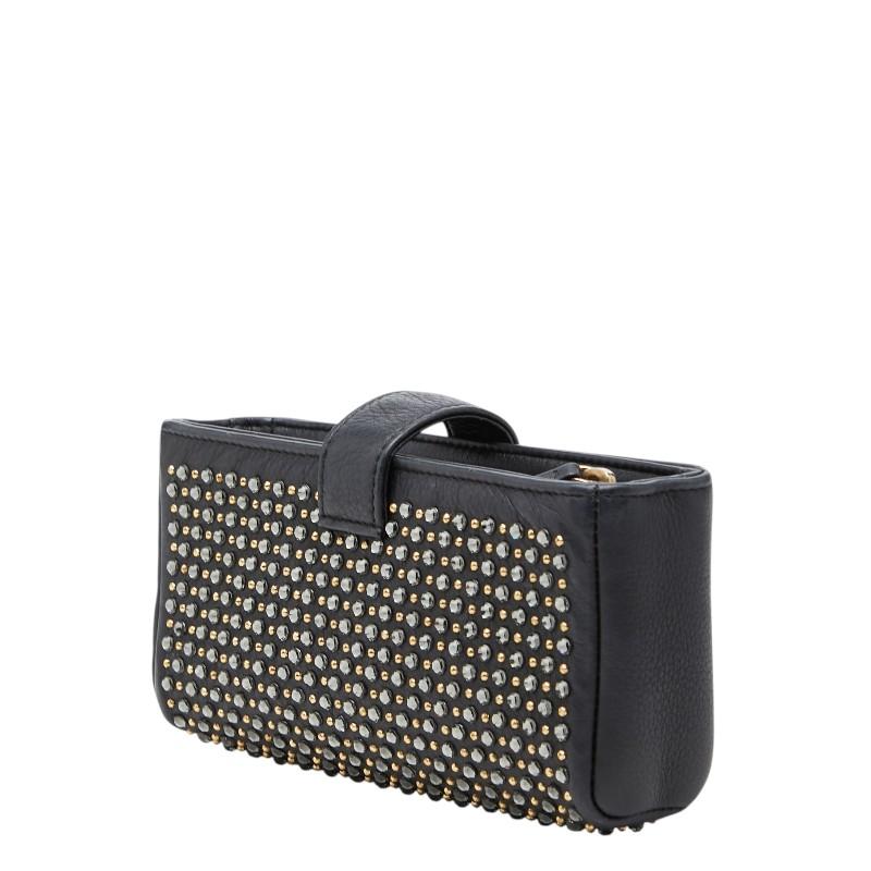 シャネル ココマーク スタッズ ポーチ ブラック レザー ラインストーン レディース CHANEL 【中古】_1