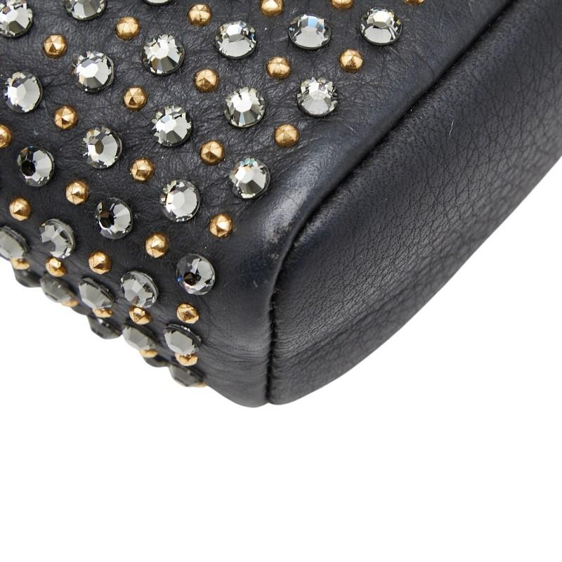 シャネル ココマーク スタッズ ポーチ ブラック レザー ラインストーン レディース CHANEL 【中古】_3