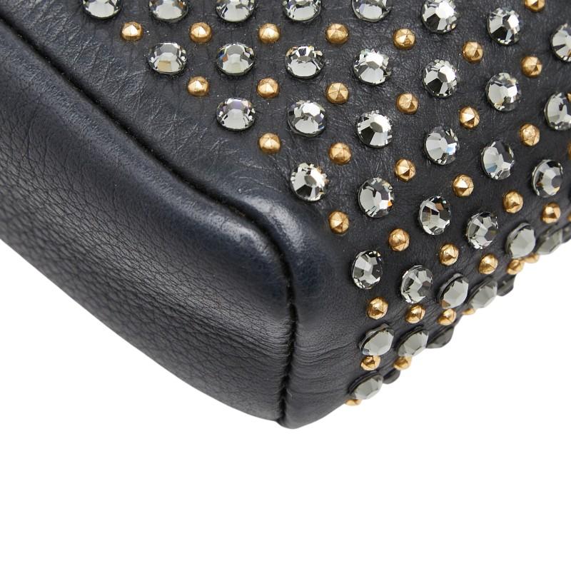 シャネル ココマーク スタッズ ポーチ ブラック レザー ラインストーン レディース CHANEL 【中古】_4