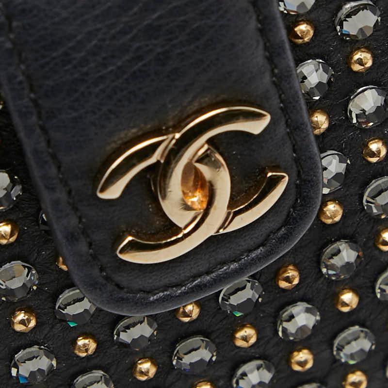 シャネル ココマーク スタッズ ポーチ ブラック レザー ラインストーン レディース CHANEL 【中古】_7