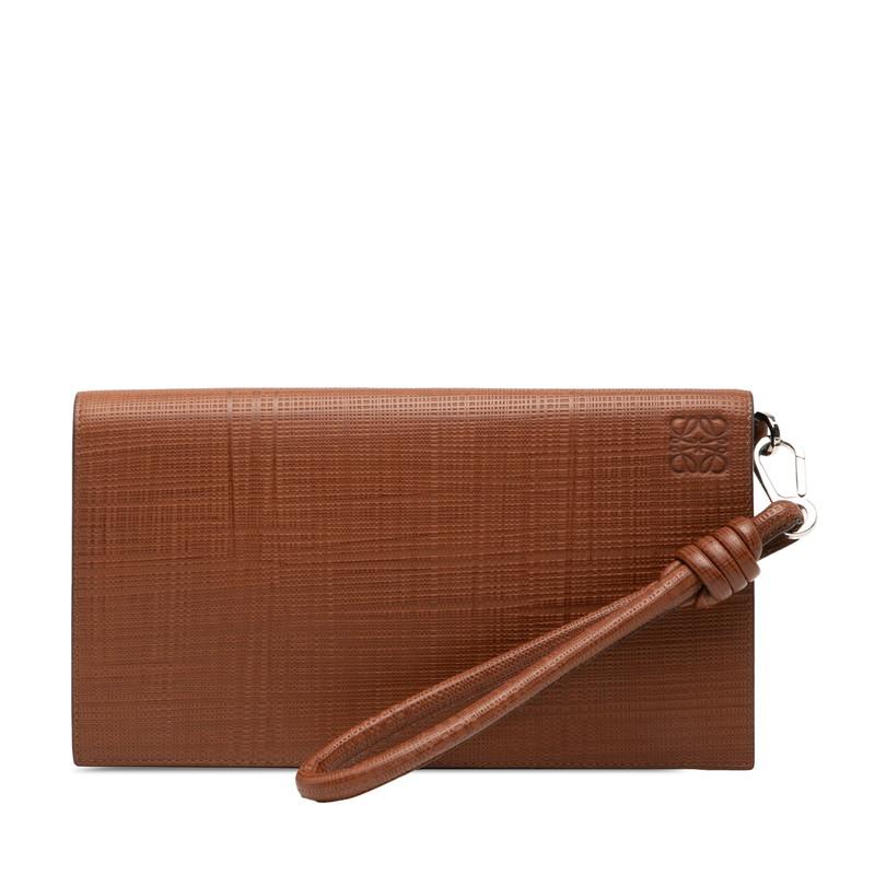 美品 ロエベ クラッチバッグ セカンドバッグ アナグラム ロゴ レザー ブラウン LOEWE（ロエベ） アナグラム クラッチバッグ セカンドバッグ マルチ