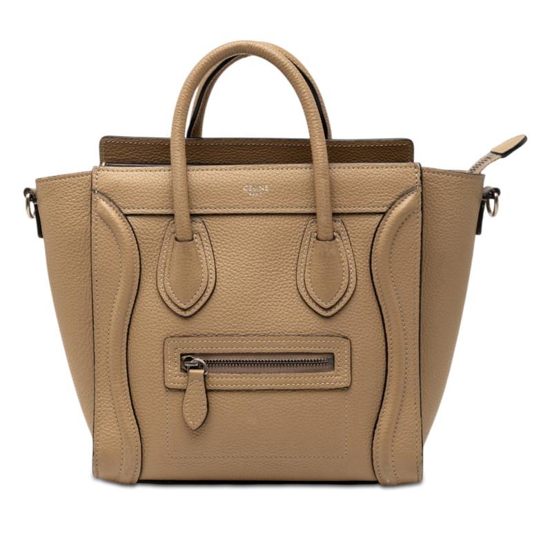 訳あり✨セリーヌ　ナノショッパー　ハンドバッグ　ラゲージ　ベージュ　レザー CELINE（セリーヌ） ラゲージ ナノショッパー ハンドバッグ ベージュ