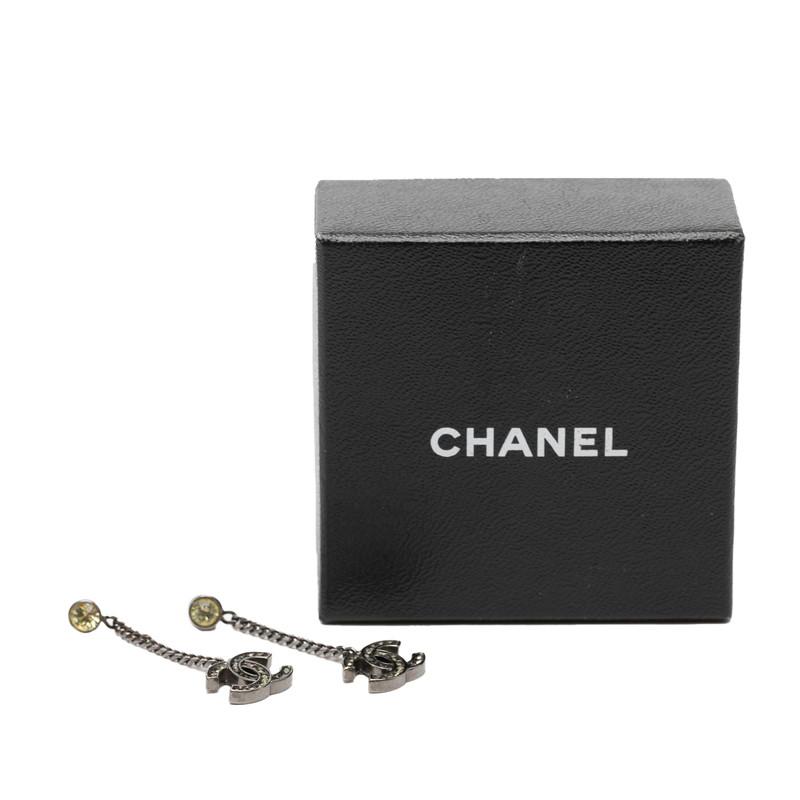 【CHANEL】シャネル　アンティークメタル×ラインストーン　CCマークピアス CHANEL（シャネル） ココマーク ピアス シルバー イエロー メタル