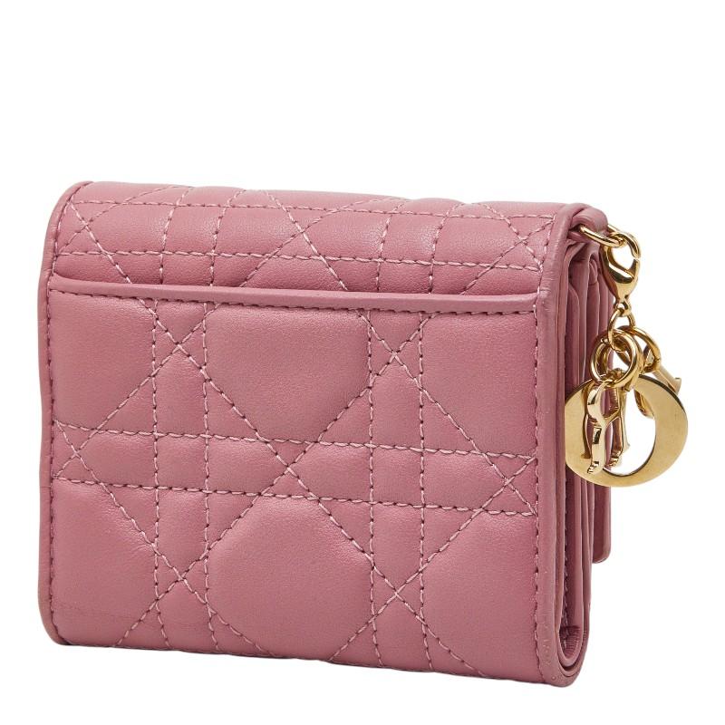 ディオール コンパクトウォレット カナージュステッチ 三つ折り財布 レザー レディース Dior 【1-0265879】 ディオール コンパクトウォレット カナージュステッチ 三つ折り財布