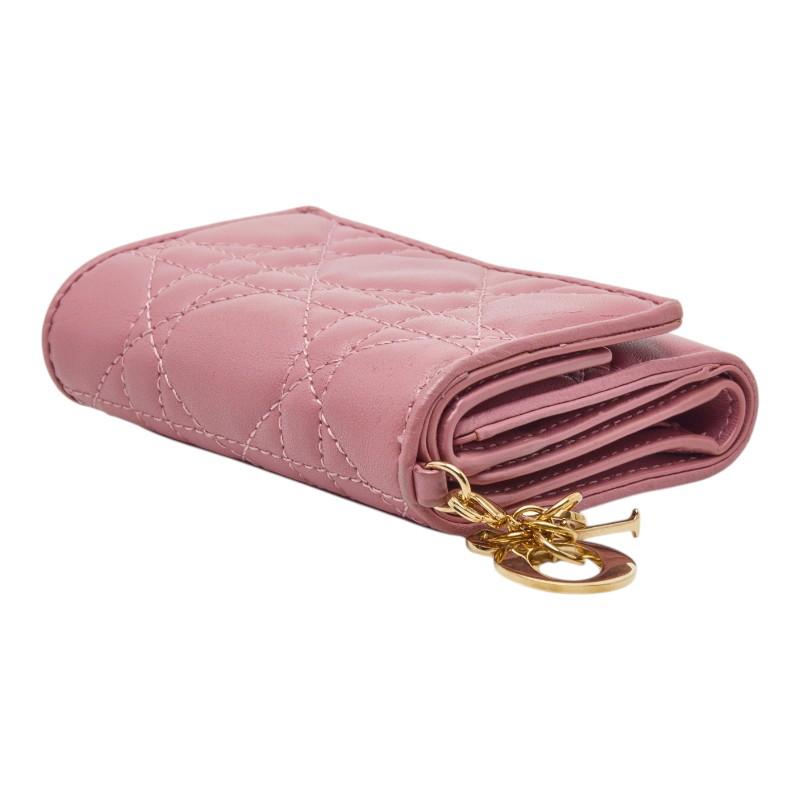 ディオール コンパクトウォレット カナージュステッチ 三つ折り財布 レザー レディース Dior 【1-0265879】 ディオール コンパクトウォレット カナージュステッチ 三つ折り財布