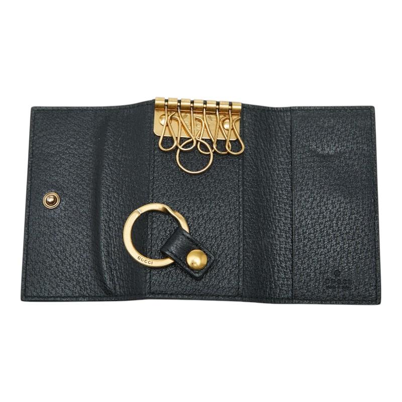 ◇美品◇グッチ アニマリエ ビー&スター 6連キーケース レザー ブラック GUCCI（グッチ） アニマリエ ビー＆スター キーケース ブラック レザー