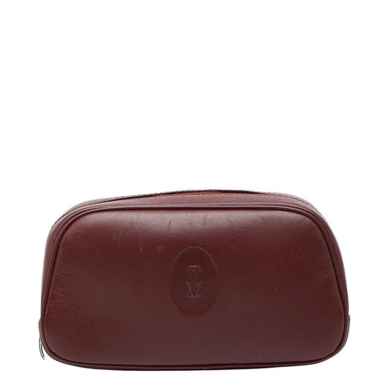Cartier（カルティエ） ポーチ 小物入れ ワインレッド ボルドー レザー 