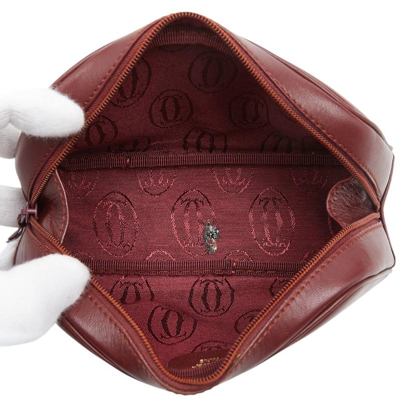 Cartier（カルティエ） ポーチ 小物入れ ワインレッド ボルドー レザー 