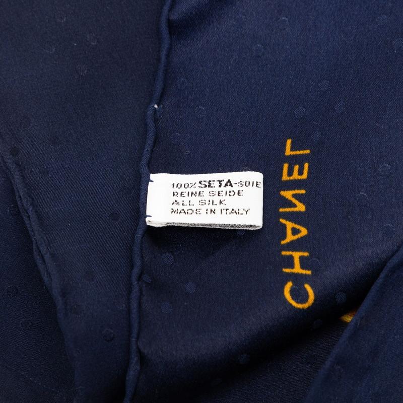 CHANEL（シャネル） ココマーク 総柄 スカーフ ネイビー イエロー