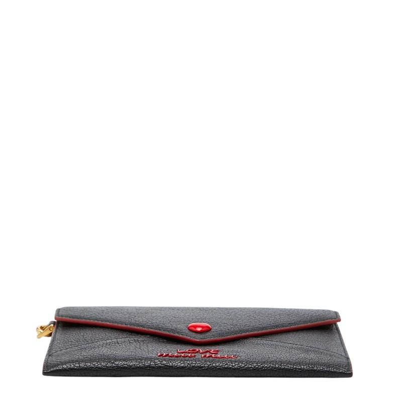 ミュウミュウ マドラスラブ チェーンウォレット ポーチ ブラック レッド レザー レディース MIUMIU 【中古】_2