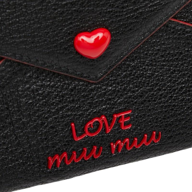 ミュウミュウ マドラスラブ チェーンウォレット ポーチ ブラック レッド レザー レディース MIUMIU 【中古】_5