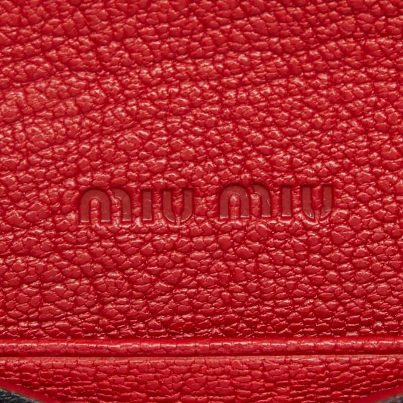 ミュウミュウ マドラスラブ チェーンウォレット ポーチ ブラック レッド レザー レディース MIUMIU 【中古】_8
