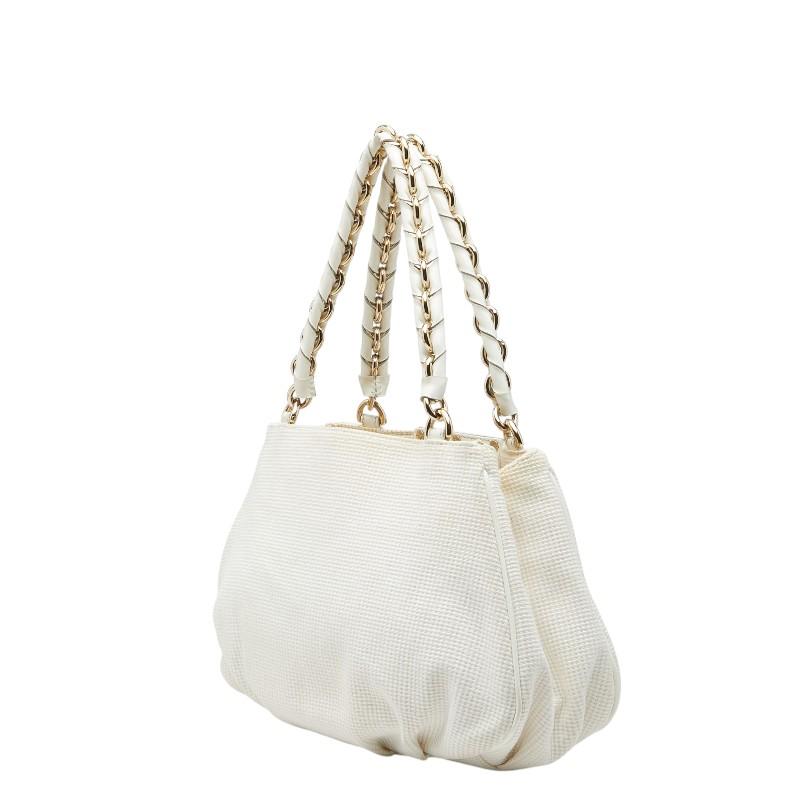 【美品】FENDI ハンドバッグ ホワイト FENDI（フェンディ） ミア チェーン ハンドバッグ 8BR615 ホワイト