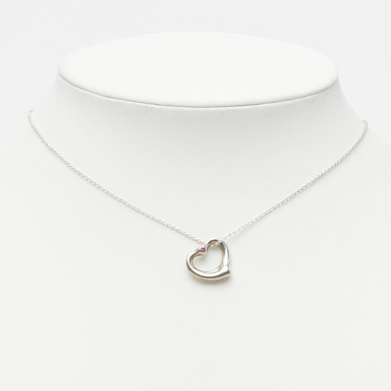 TIFFANY&Co ティファニーオープンハートサファイア付チェーンネックレス TIFFANY&Co.（ティファニー） エルサペレッティ オープンハート
