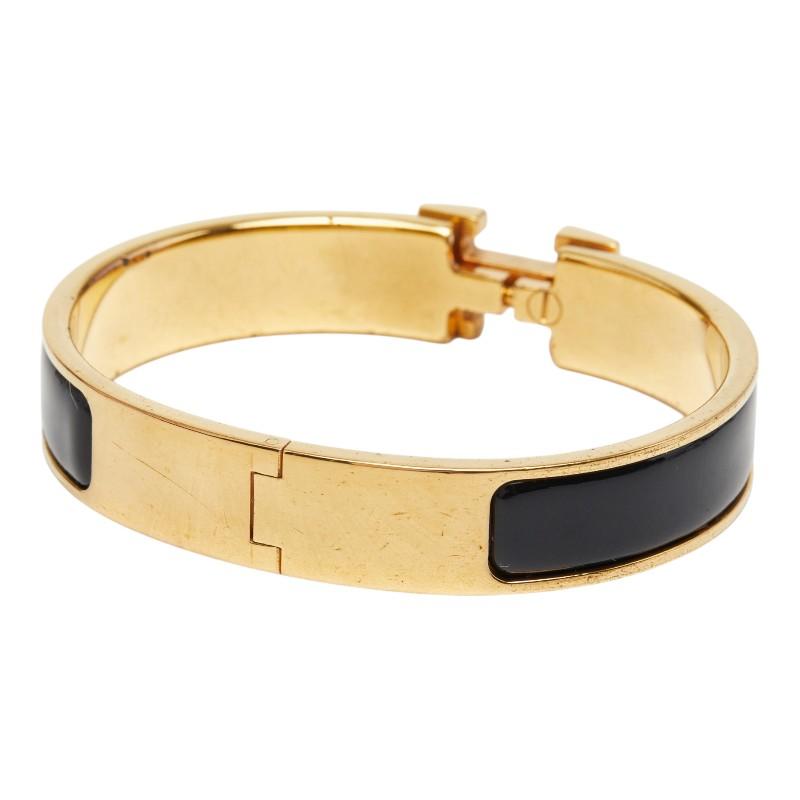 HERMES（エルメス） クリックH PM バングル ゴールド ブラック メッキ